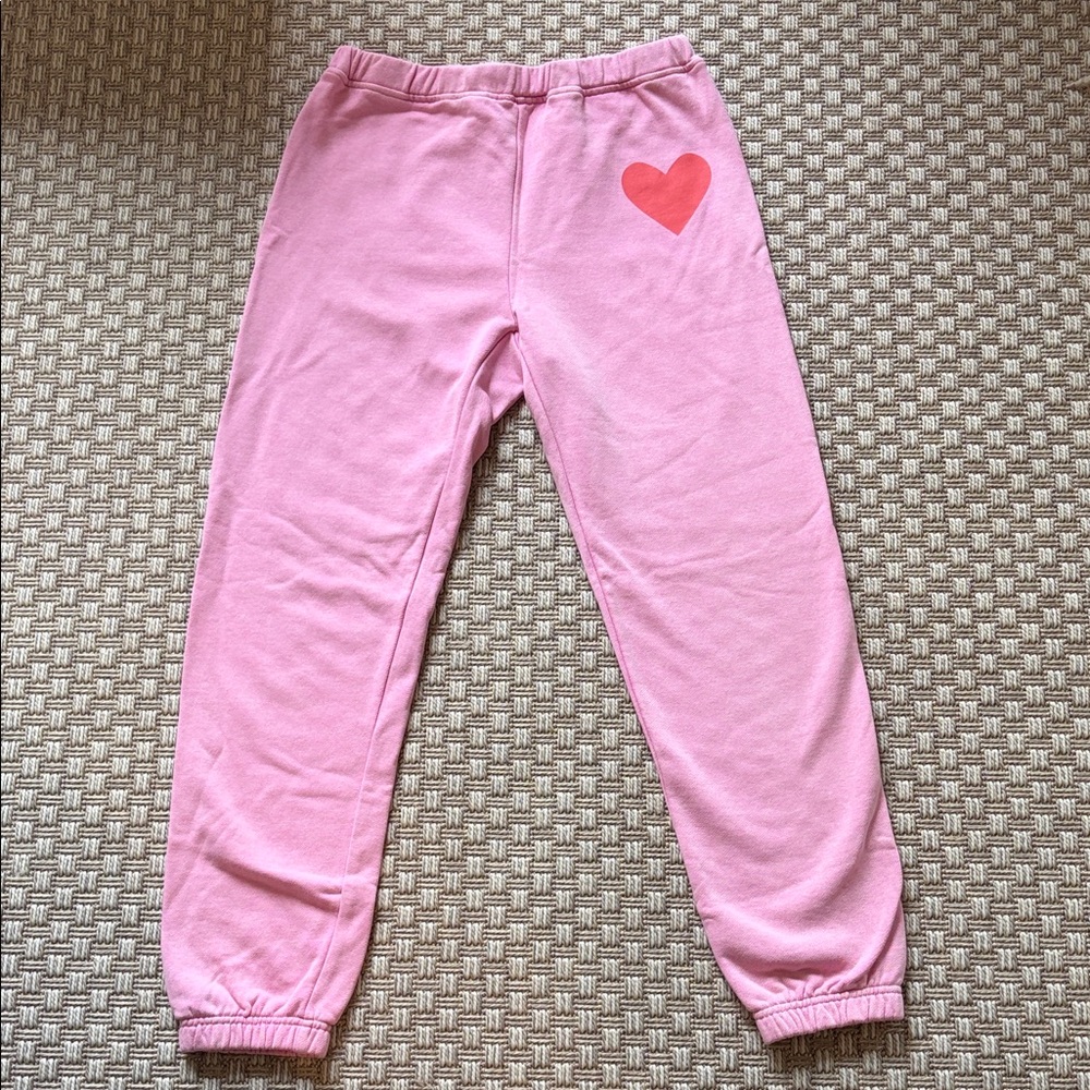 Saltwater LUXE Pink Joggers with Red Heart